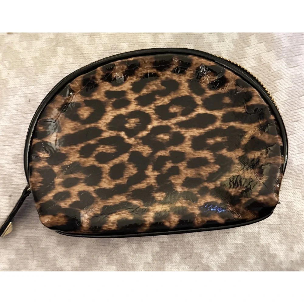 Betsey Johnson Leopard Print Cosmetic Bag‎ Makeup Pouch Small Purse